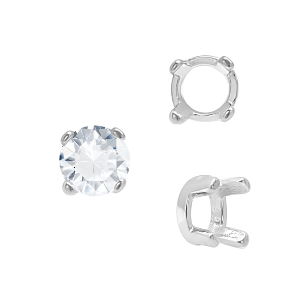 Four Prong Round Low Base Settings in Sterling Silver (2.00 mm - 8.00 mm)
