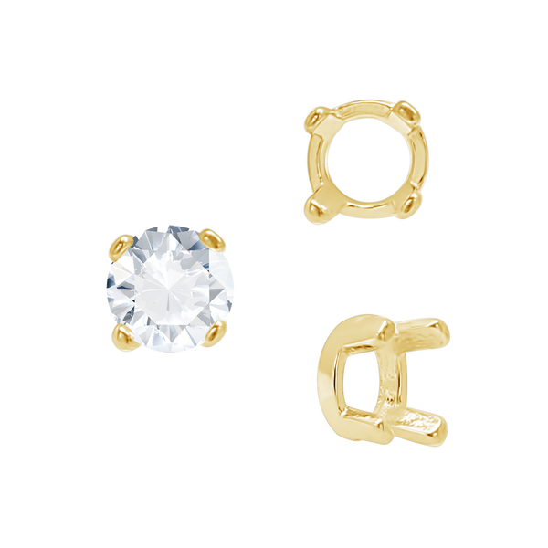 Four Prong Round Low Base Settings in 14K Gold (2.00 mm - 8.00 mm)