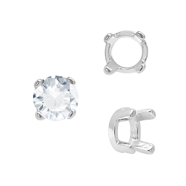 Four Prong Round Low Base Settings in Sterling Silver (2.00 mm - 8.00 mm)