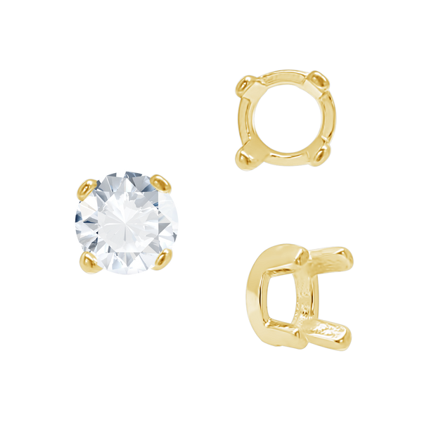 Four Prong Round Low Base Settings in 14K Gold (2.00 mm - 8.00 mm)