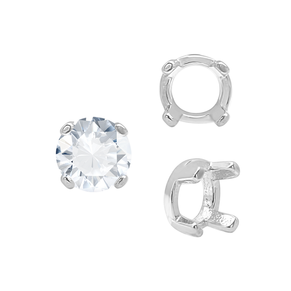 Four Prong Round Low Base Settings in 14K Gold (2.00 mm - 8.00 mm)