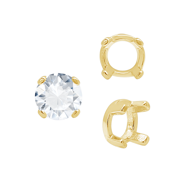 Four Prong Round Low Base Settings in 14K Gold (2.00 mm - 8.00 mm)