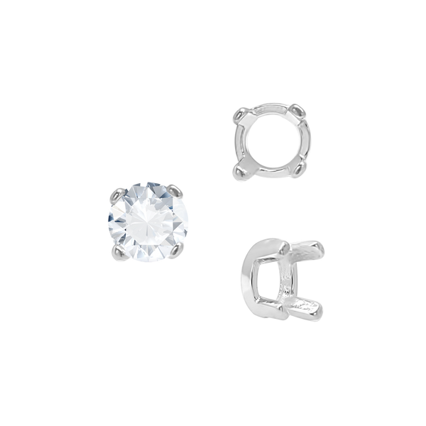 Four Prong Round Low Base Settings in 14K Gold (2.00 mm - 8.00 mm)
