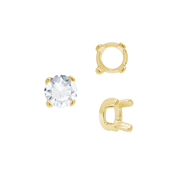 Four Prong Round Low Base Settings in 14K Gold (2.00 mm - 8.00 mm)