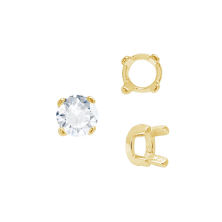Four Prong Round Low Base Settings in 14K Gold (2.00 mm - 8.00 mm)