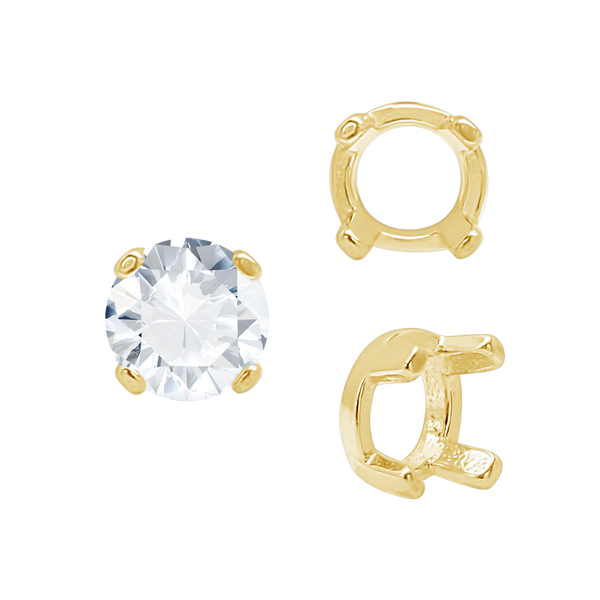 Four Prong Round Low Base Settings in 14K Gold (2.00 mm - 8.00 mm)