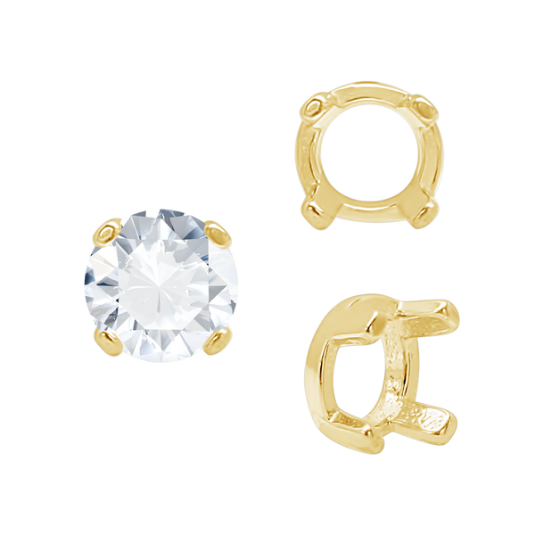 Four Prong Round Low Base Settings in 14K Gold (2.00 mm - 8.00 mm)