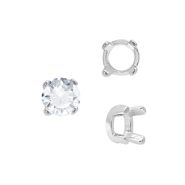 Four Prong Round Low Base Settings in Sterling Silver (2.00 mm - 8.00 mm)