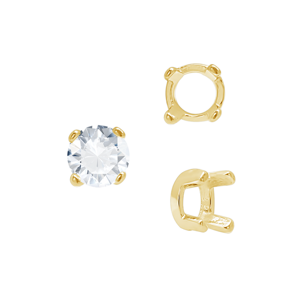 Four Prong Round Low Base Settings in 14K Gold (2.00 mm - 8.00 mm)