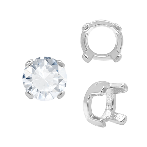 Four Prong Round Low Base Settings in 14K Gold (2.00 mm - 8.00 mm)