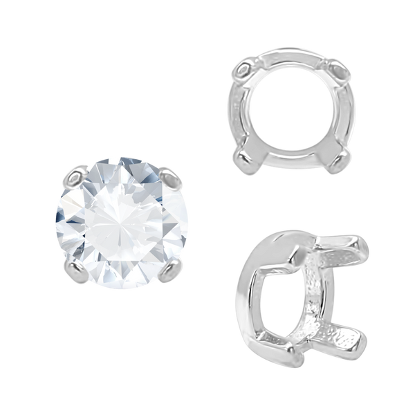 Four Prong Round Low Base Settings in 14K Gold (2.00 mm - 8.00 mm)