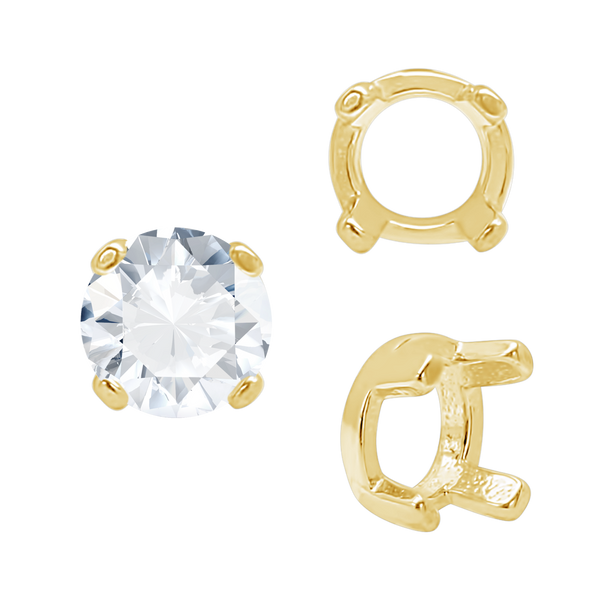 Four Prong Round Low Base Settings in 14K Gold (2.00 mm - 8.00 mm)