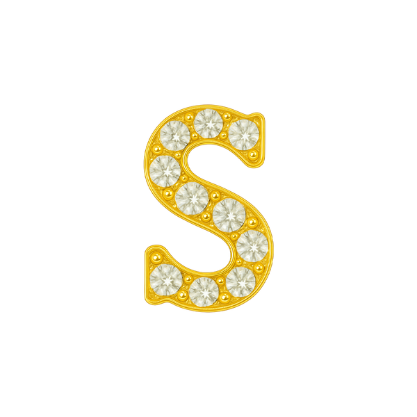Large Initial Charm with Natural Diamonds Finding in 14K Gold (8 mm)