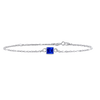 Diamond or Gemstone Square Bezel Charm in 14K White Diamond Cut Cable Bracelet
