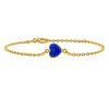 Diamond or Gemstone Heart Bezel Charm in 14K Yellow Round Cable Bracelet