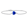 Diamond or Gemstone Heart Bezel Charm in 14K White Round Cable Bracelet