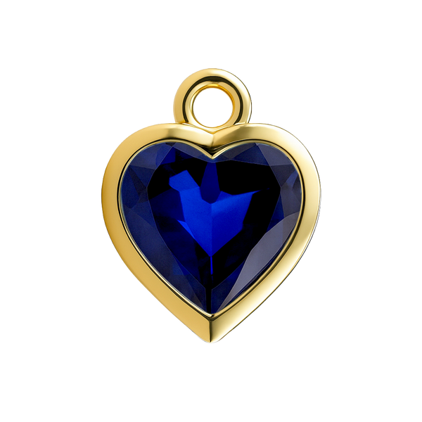 Diamond or Gemstone Heart Bezel Drop Charm in 14K Yellow Gold