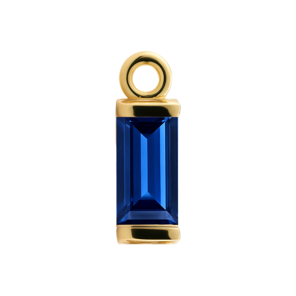 Diamond or Gemstone Baguette Bezel Drop Charm in 14K Yellow Gold