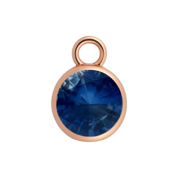Diamond or Gemstone Bezel Drop Charm in 14K Pink Gold