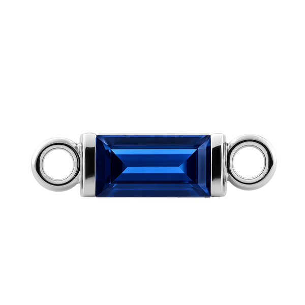 Diamond or Gemstone Baguette Bezel Bracelet/Necklace Charm in 14K White Gold