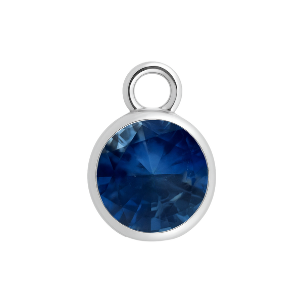 Diamond or Gemstone Bezel Drop Charm in 14K White Gold