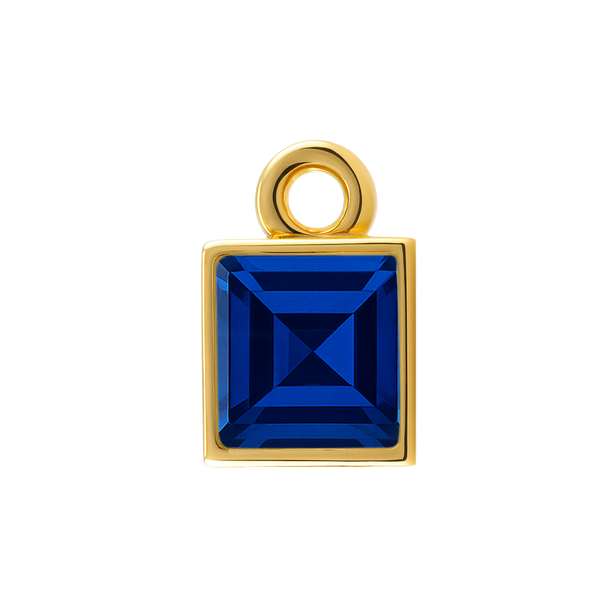 Diamond or Gemstone Square Bezel Drop Charm in 14K Yellow Gold