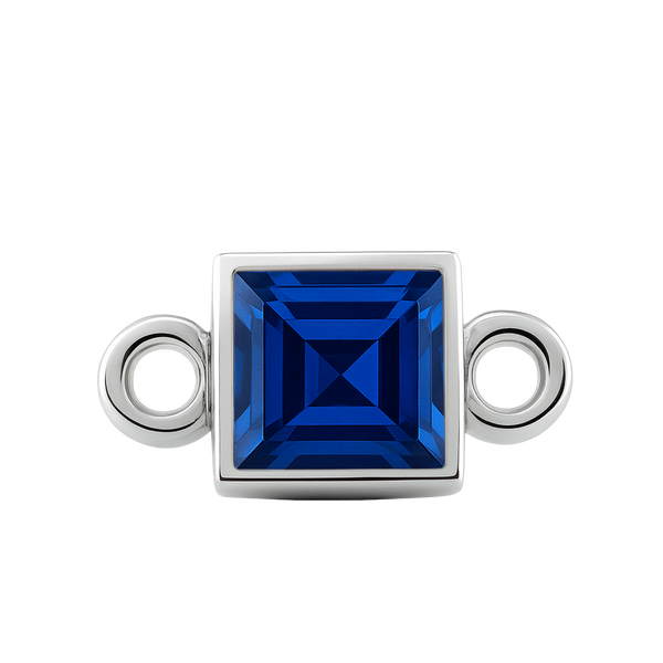 Diamond or Gemstone Square Bezel Bracelet/Necklace Charm in 14K White Gold