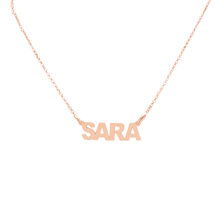 Block Letter Laser Cut Out Necklace in 14K Pink Gold (18" Chain)