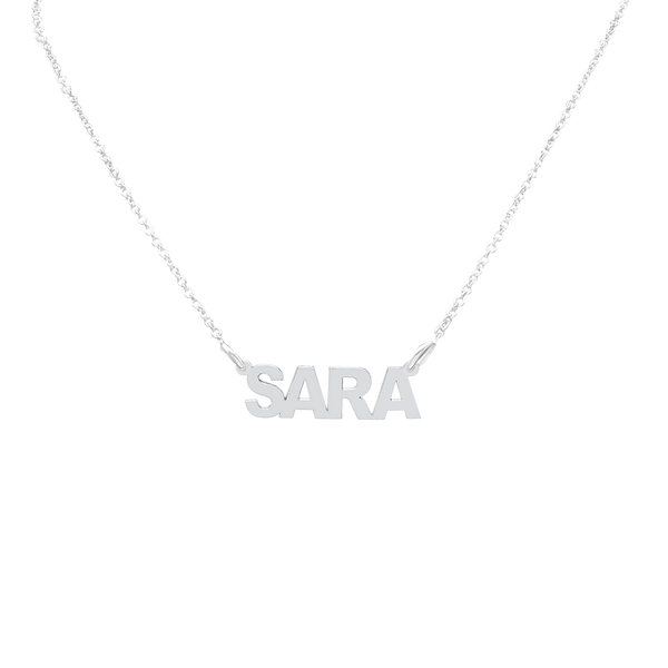 Block Letter Laser Cut Out Necklace in Sterling Silver (18" Chain)