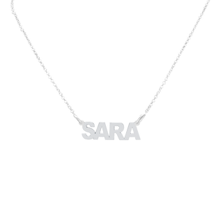 Block Letter Laser Cut Out Necklace in 14K White Gold (18" Chain)