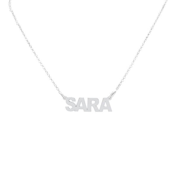 Block Letter Laser Cut Out Necklace in 14K White Gold (18" Chain)