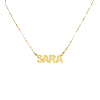 Block Letter Laser Cut Out Necklace in 10K Yellow Gold (18" Chain)
