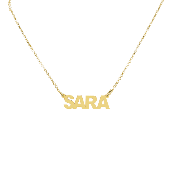Block Letter Laser Cut Out Necklace in 10K Yellow Gold (18" Chain)