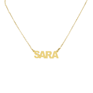 Block Letter Laser Cut Out Necklace in Sterling Silver 18K Yellow Gold Finish (18" Chain)