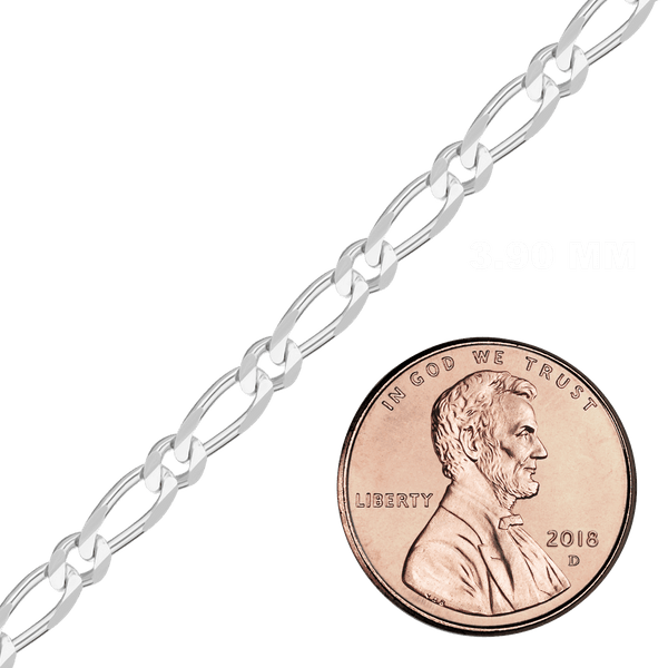 Bulk / Spooled Single Figaro Chain in Sterling Silver (1.20 mm - 6.80 mm)