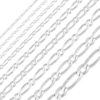 Bulk / Spooled Single Figaro Chain in Sterling Silver (1.20 mm - 6.80 mm)