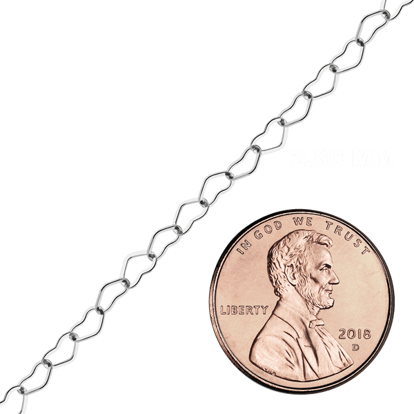 Bulk / Spooled Single Heart Chain in Sterling Silver (1.80 mm - 3.00 mm)