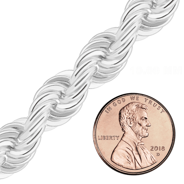 Bulk / Spooled Handmade Solid Rope Chain in Sterling Silver (2.50 mm - 12.60 mm)