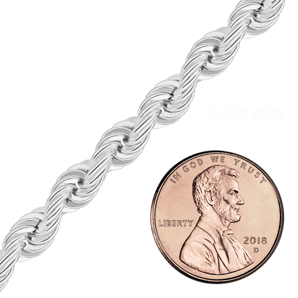 Bulk / Spooled Handmade Solid Rope Chain in Sterling Silver (2.50 mm - 12.60 mm)