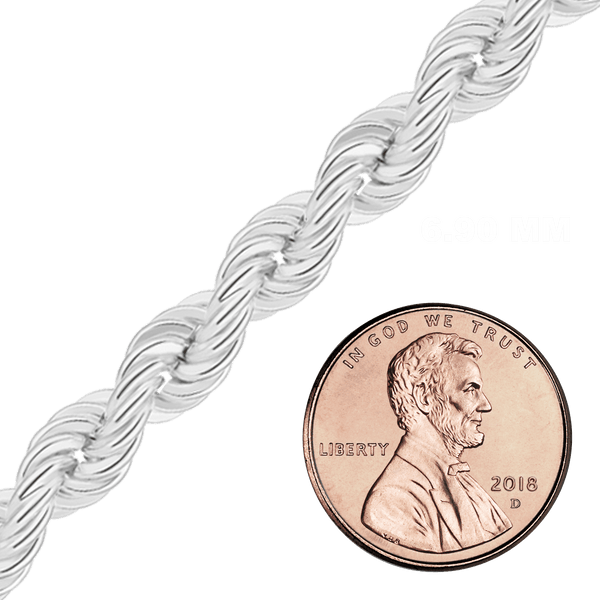 Bulk / Spooled Handmade Solid Rope Chain in Sterling Silver (2.50 mm - 12.60 mm)