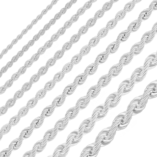 Bulk / Spooled Handmade Solid Rope Chain in Sterling Silver (4.00 mm - 12.60 mm)