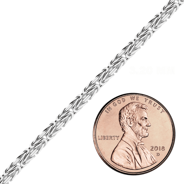 Bulk / Spooled Square Byzantine Handmade Chain in Sterling Silver (2.40 mm - 6.80 mm)