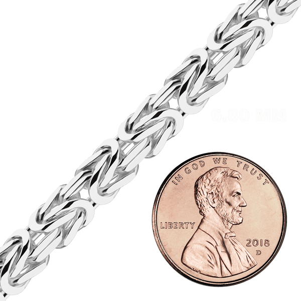 Bulk / Spooled Square Byzantine Handmade Chain in Sterling Silver (2.40 mm - 6.80 mm)