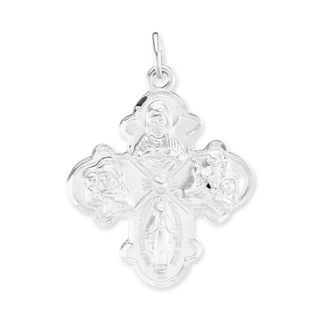 Sterling Silver Double-Sided Four-Way Cross Pendant (36 x 27 mm)