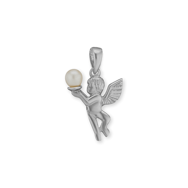 Sterling Silver Angel Pendant with Fresh Water Pearl (23 x 15 mm)