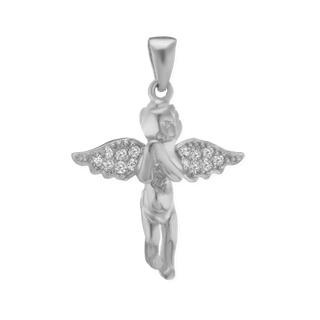 Sterling Silver Angel Pendant with Cubic Zirconia (27 x 19 mm - 34 x 30 mm)