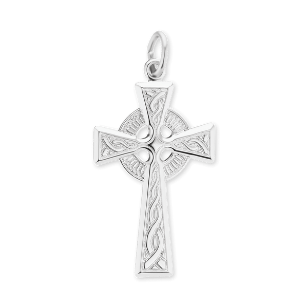 Sterling Silver Traditional Celtic Cross Pendant (35 x 18 mm)