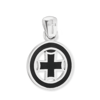 Sterling Silver Pattée Cross Medallions with Black Enamel (24 x 16 mm)