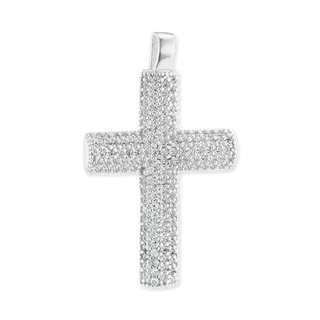 Sterling Silver Classic Cross Pendant with Cubic Zirconia (34 x 21 mm)