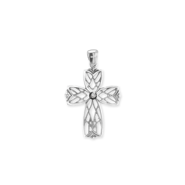 Sterling Silver Filigree Lattice Cross Pendant (38 x 23 mm)